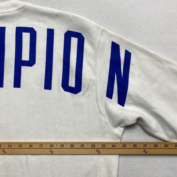 Champion Reverse Weave Crewneck Sweatshirt Men's L White Big Letters on Back - Picture 14 of 16